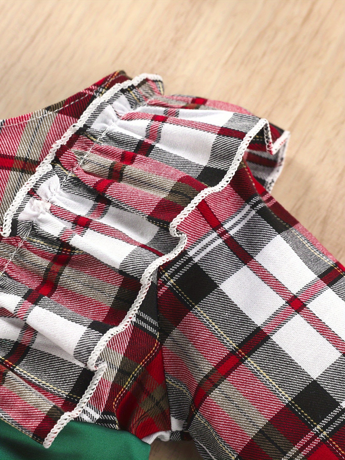 Red Plaid Baby Girl Dress with Green Sash & Tulle Skirt, Halloween Christmas Party Outfit for Toddler Photo Shoot