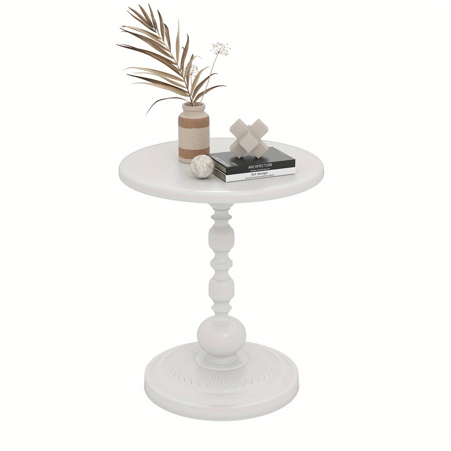 PINMOCO Round Metal Side Table - Anti-Rust & Waterproof Small Coffee Table with 3, 2 Cu Ft Storage, Lightweight Sturdy Design for Living Room, Bedroom, Balcony - Black/White/Pink, No Assembly Required, Coffee Table for Living