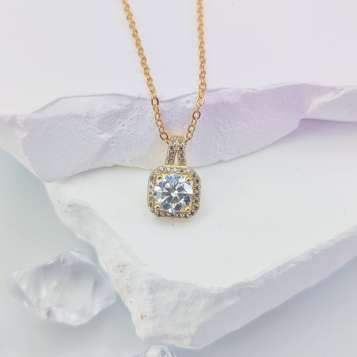 925 Silver 1 Carat 2 Carat Morganite Princess Square Necklace Clavicle Chain High-end Design Sense Men's And Women's Evening Party Trendy Temperament Classic Simple Style Casual Elegant Design Sense High-end Light Luxury G Sm