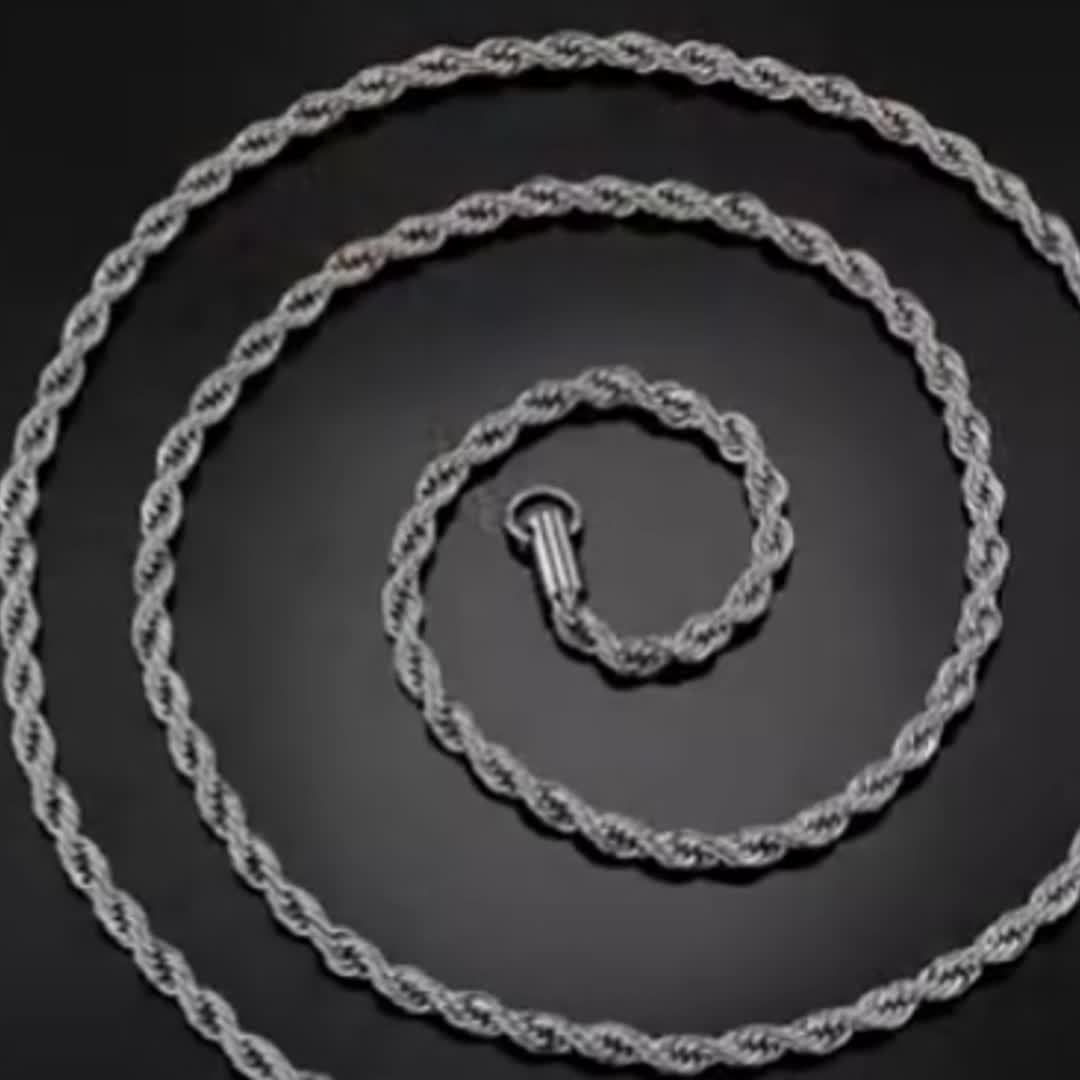 925 Sterling Silver 3mm Twist Necklace, Classic Simple Design, Unisex, Suitable For All Occasions - Valentine'S Day, Halloween, Christmas, Anniversary Or As A Holiday Gift (including Gift Box); Buy Three, Get One Free