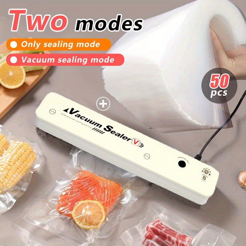 Vacuum Sealer Machine, with 50pcs Seal Bags for Food Saver Storage and Sous Vide, Automatic Air Food Sealing System