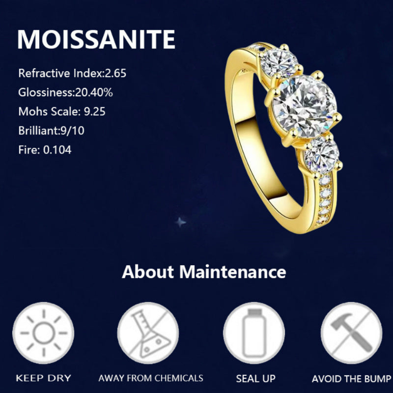 S925 Silvery 3.6 Carat Moissanite Couples Gorgeous Luxury Wedding Ring Suitable for Proposal Engagement Gift Birthday Anniversary Gift Valentine'S Day Christmas Halloween Thanksgiving Banquet Party with Dress to Wear Gift wit