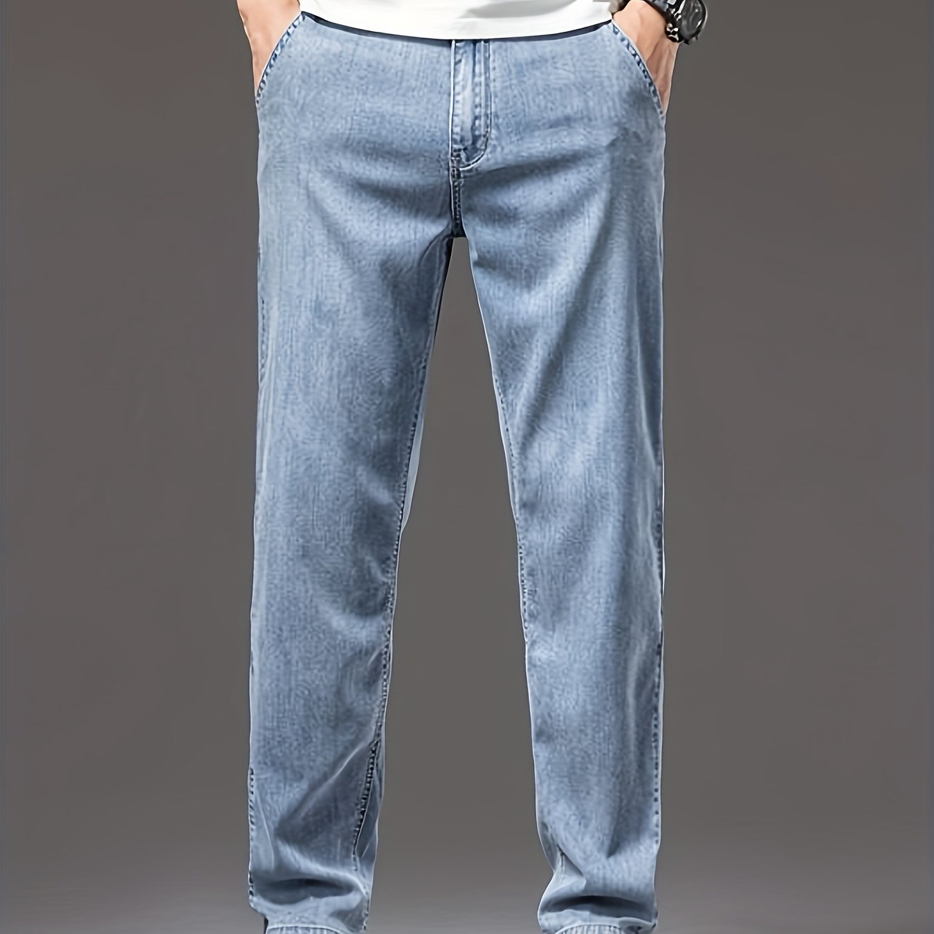 Men's Summer High-quality Lyocell Jeans, Breathable, Soft And Draping, Slightly Stretchy, Loose Straight Fit.