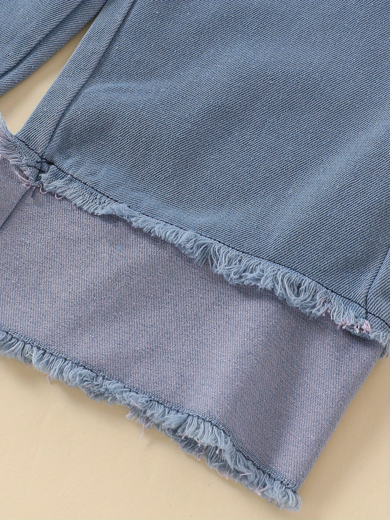 Girls' Autumn and Winter New Product Set - Solid Color Faux Denim Jacket with Faux Fur Trim, Straight-Leg Pants, and Loose Fit Vest, Perfect for Fall/Winter Streetwear, Winter Streetwear|Loose Fit Vest|Faux Fur Trim Jacket, f