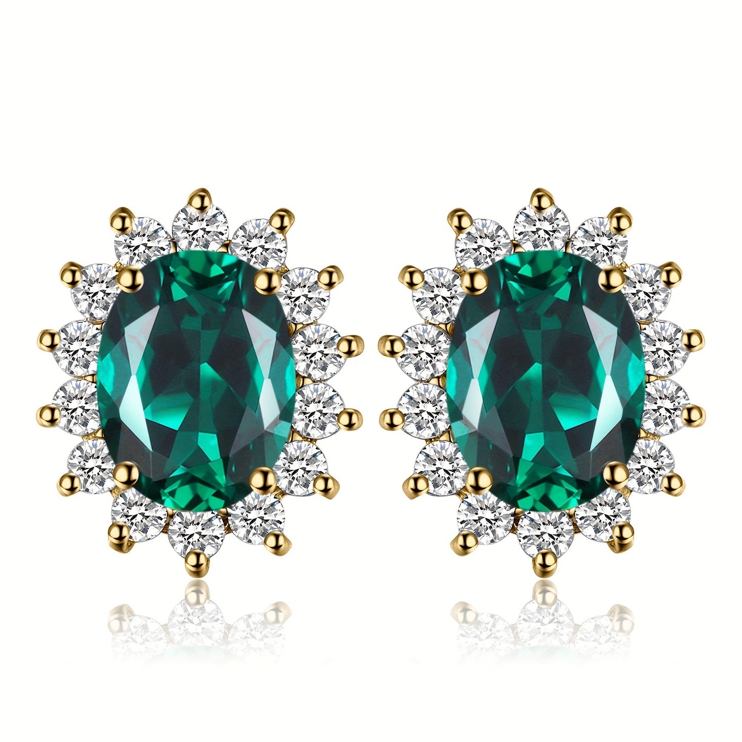 1pair 925 Sterling Silver Glamorous And Elegant Classic Diana Design Exquisite Oval Cut Created Gemstone Birthstone Silvery Stud Earrings For Women For Prom Party Banquet For Dating Gift Fine Jewelry