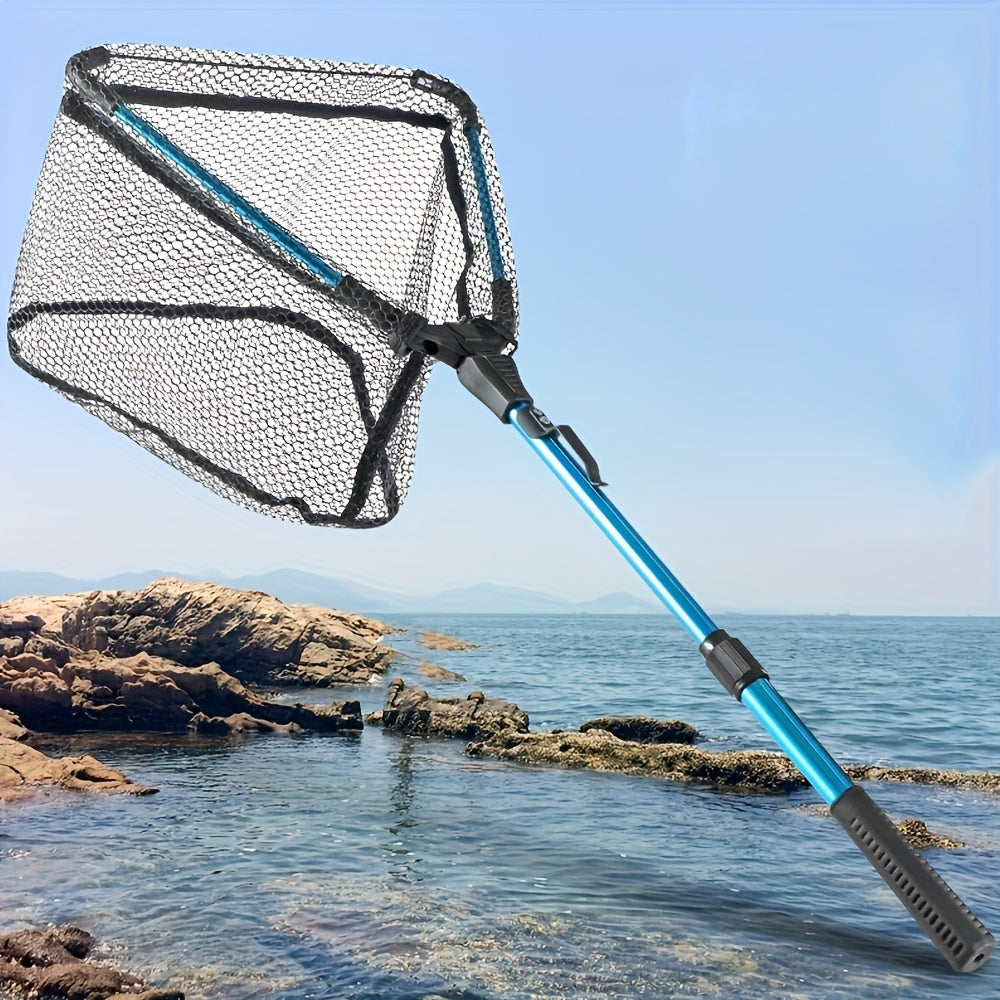 1pc Aluminum Alloy Retractable Triangular Fishing Net, Hand Copied Net, Foldable Fishing Net, With Telescopic Rod And EVA Handle