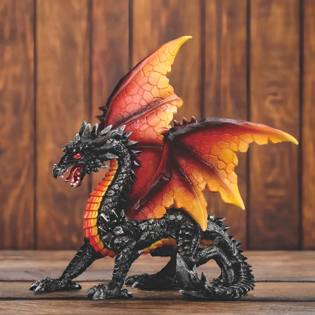 8.5"H Dragon with Fire Wing Figurine Perfect for Home or Room Decor, Unique Gift for Housewarmings