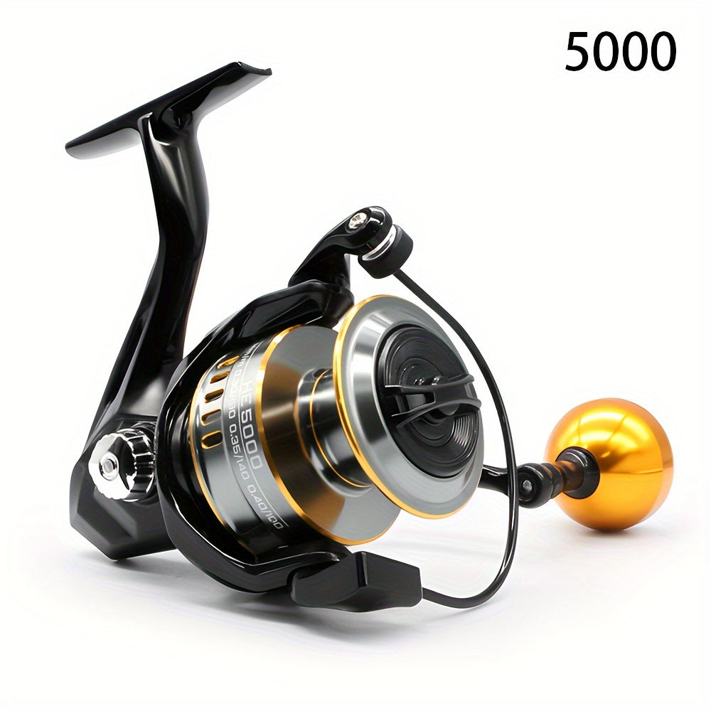 ROOBLINOS HE7000 Saltwater Fishing Reel - 5.2:1 Gear Ratio, 18LB Maximum Drag, Metal Line Cup, Black And Golden Design, Ideal for Both Left And Right-Handed Anglers, Saltwater Fishing Gear, Stylish Fishing Reel, Sturdy Fishin