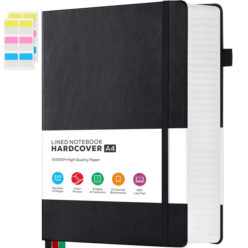 A4 College Ruled Notebook, Hardcover Leather Notebook For School Work, Lined Journal For Women Men, 8.5" X 11" Large Notebook With 320 Pages, Business Notebook, 100GSM Thick Paper, Christmas Gifts