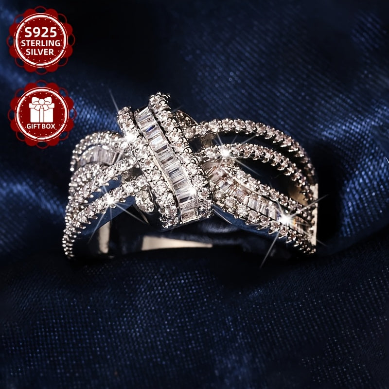 S925 Silver Women's New Fashionable Luxury Bohemian Gorgeous Premium Ring Women's Promise Engagement Wedding Pure Silver Moissanite Ring Suitable for Wedding Birthday Gift Christmas New Year Ring, Romantic Gift, Vintage Ring,