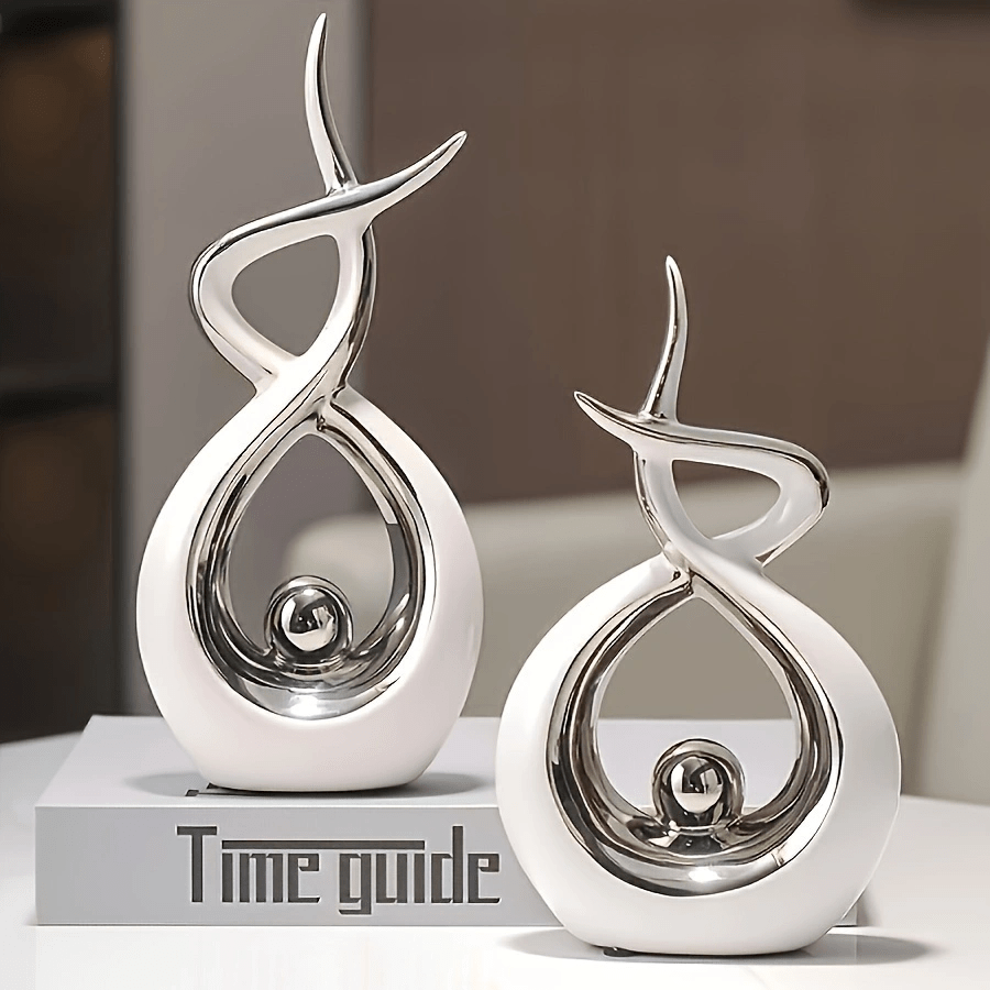 2pcs of Abstract Flame Molding Resin Sculpture- Modern Metal Texture Desktop Decoration, No Power Required, Suitable for Living Room, Entrance, Office And Home Decoration, Inspired by Flame Design, Artistic Crafts, Living Roo