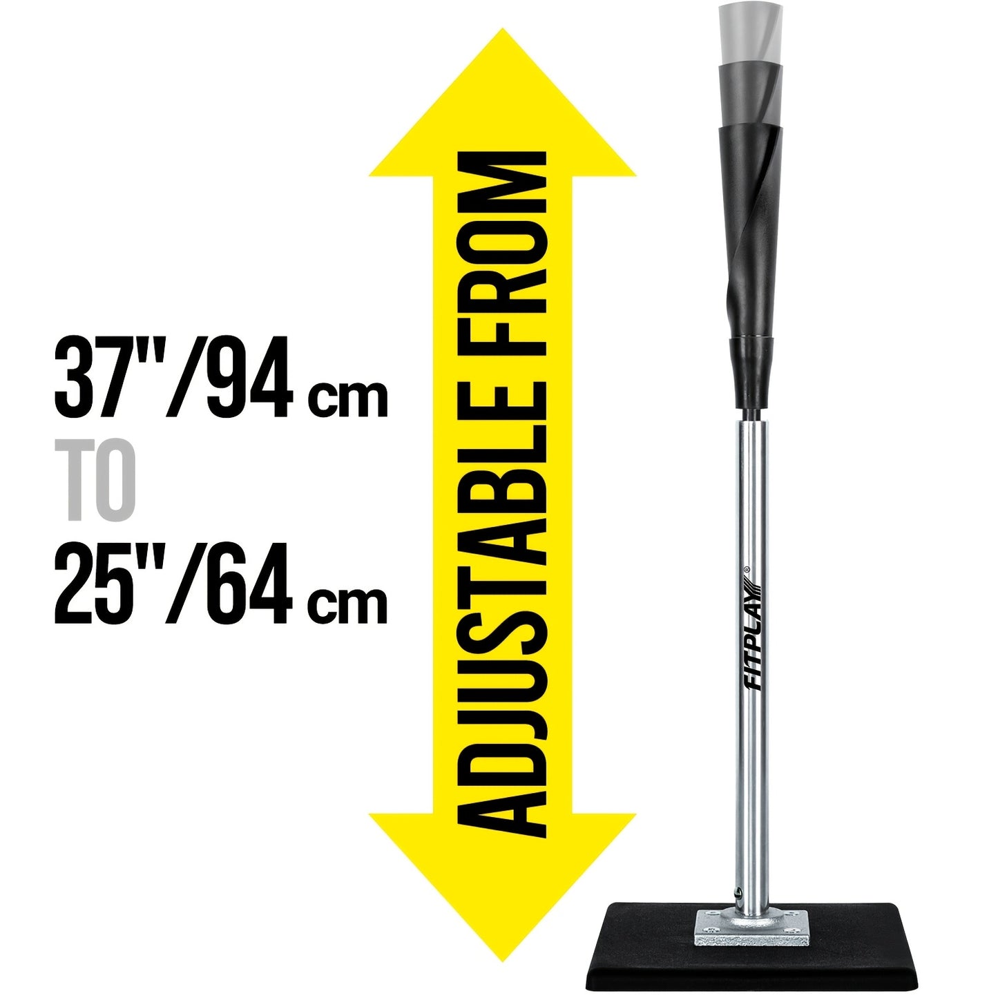 Heavy-Duty Baseball/Softball Batting Tee with Adjustable Height (25-37") - Portable Baseball/Softball Training Tee with Non-Slip Base, Sturdy Rubber Top - for Youngsters, Teens, Adults, Teams - Indoor/Outdoor Practice, Games
