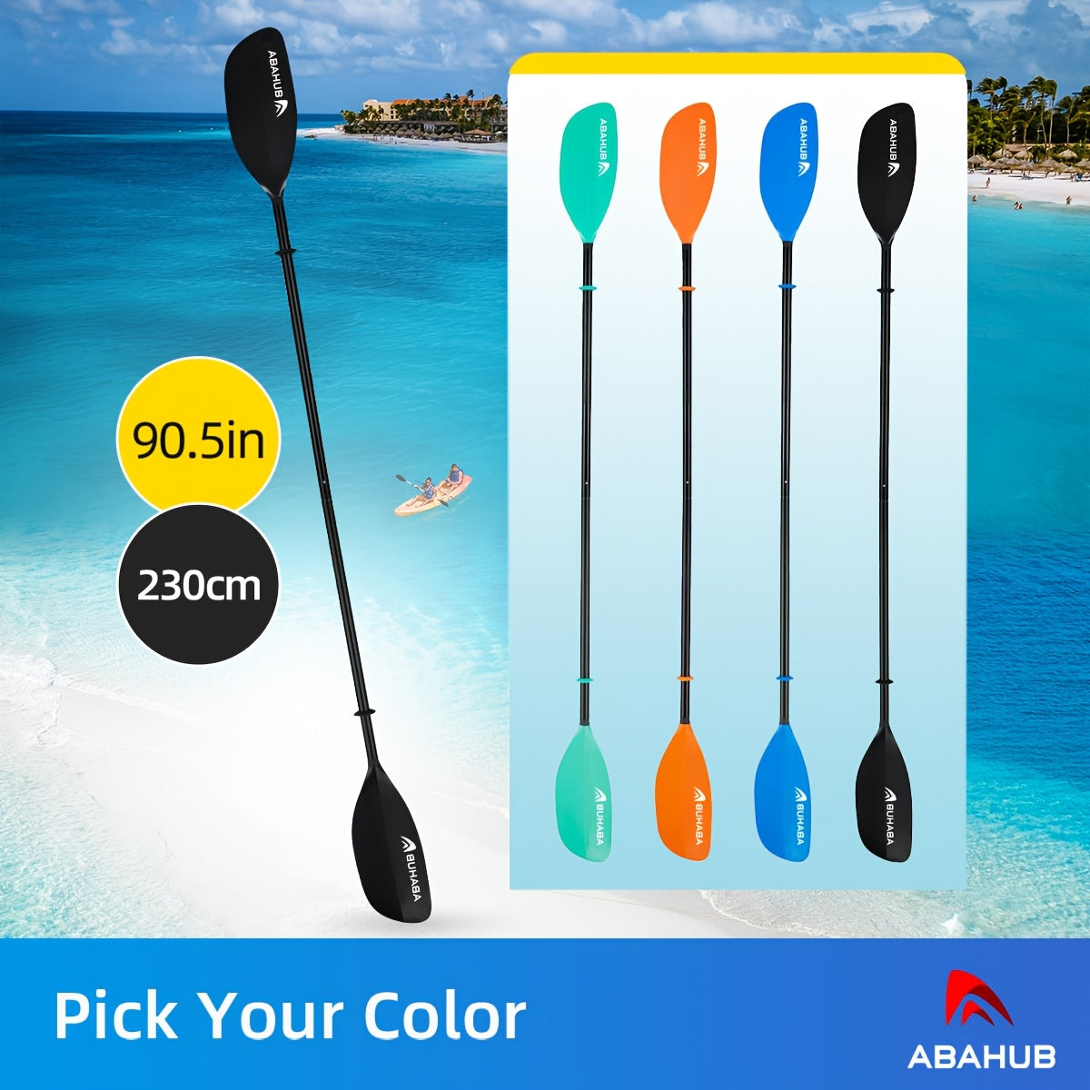 ABAHUB Low-Profile Two-Section Double Paddle Board - SKP2503, Aluminum Alloy, Mixed Colors, Ideal for Christmas, Valentine'S Day, Thanksgiving, Mother'S Day Gifts, Kayaking Accessory|Low Profile Design|Durable Kayak