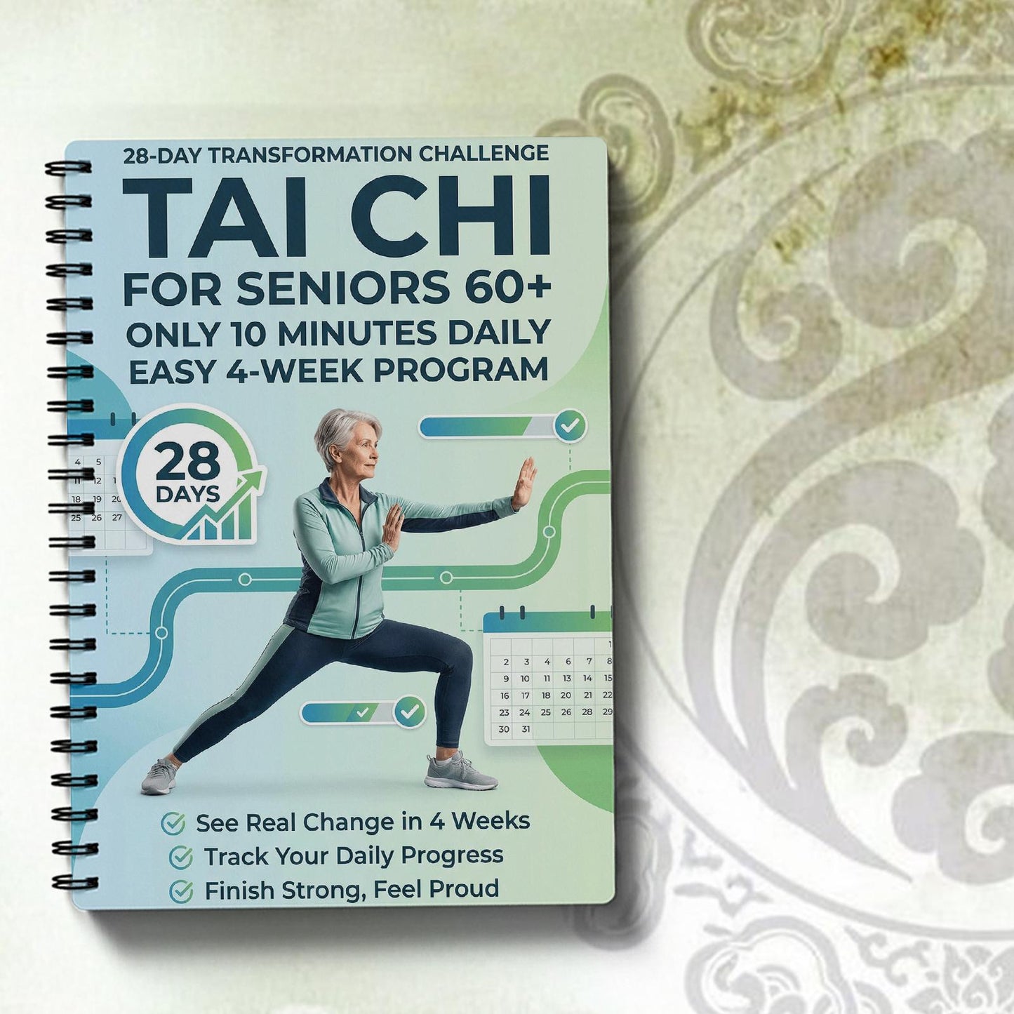 1 Tai Chi Exercise Manual for Elderly and Beginners | Suitable for Daily Practice and Fitness, Progressive Tai Chi Guidance, Spiral Bound, Ideal Gift for Parents, Transparent Paper