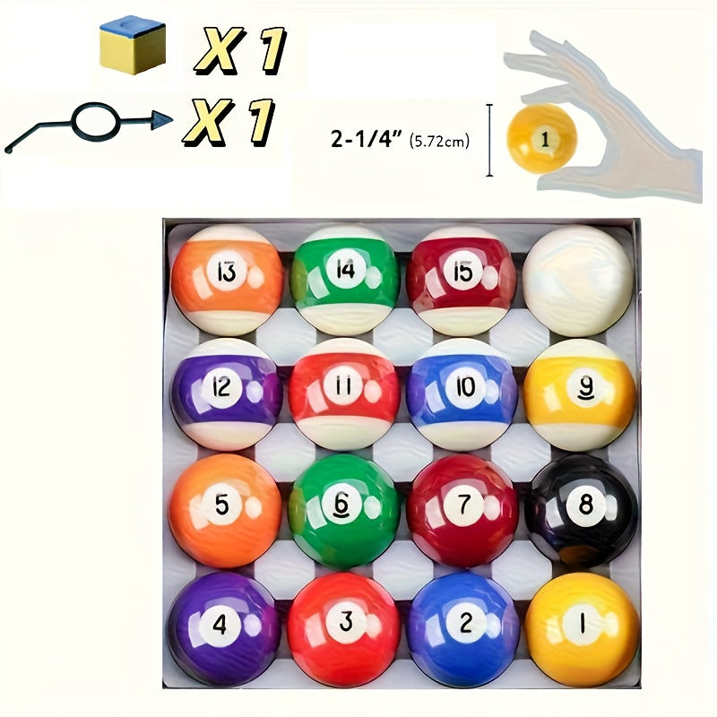 Bolas De Billar 16pcs Professional Billiard Balls Set - 2-1/4" Tournament-Grade Pool Balls With 8-Ball Included, Multi-Color Options (Red, Yellow, Green, Brown) | Fits Standard Pool Cue Billiard Cue Valentine'S Day Gift, With