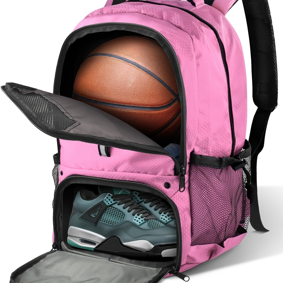 Large Basketball Backpack with Shoe & Ball Compartment - Heavy-Duty Sports Bag with Padded Back Panel, Shoe Storage Organizer & Ball Pocket for Basketball, Soccer, Volleyball Gear - Durable Athletic Backpack for Team Travel,
