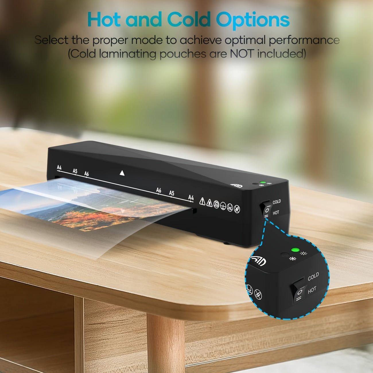 Crenova A4 Laminating Machine Hot & Cold | Thermal Laminator 9 Inch for Home Office School Business, Fast Warm Technology, Black, Power Supply 110V-130V