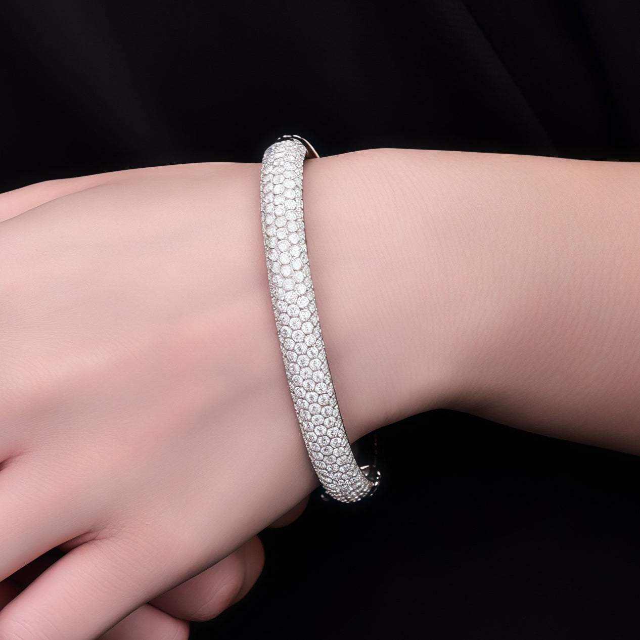 30.7g Full Moissanite Hip-hop Bracelet, D Color VVS1 Round Cut, 925 Sterling Silver High Quality Luxury Bracelet, Fashionable Trendy Items, Suitable for Daily Wear Or Music Festival, Perfect Christmas Halloween Gifts for Wome