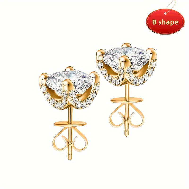 925 Silver 1Carat* 2pcs Moissanite Earrings Teenager'S Moissanite Jewelry, Silvery Earrings, High-Quality Fashion Studs For Teenager For Vacation Engagement, Wedding, Anniversary Gifts Perfect For Friends Christmas #Halloween