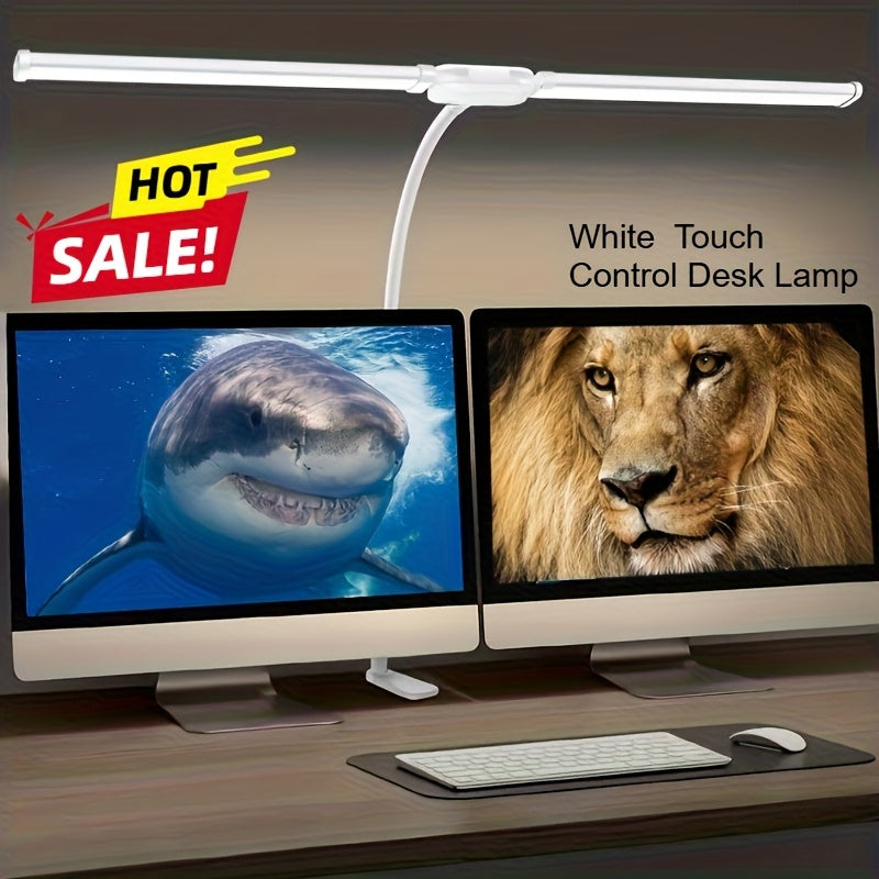 Modern Touch LED Desk Lamp | Adjustable Gooseneck, Dual Head Design, Anti Glare, USB Powered, Foldable, Smooth Metal Surface | Ideal for Reading, Gaming, Office - Perfect for Home Office and Study, Christmas Gift