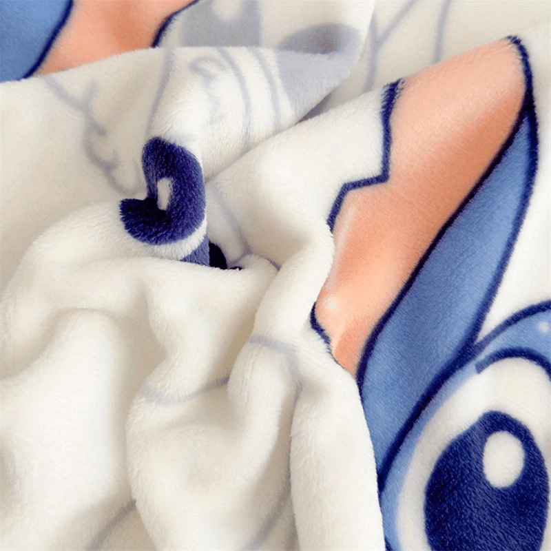 Stitch Reversible Plush Blanket 59.06x78.74inch - Soft Machine Washable Extra Large Bed Throw Blanket, Cartoon Pattern Design, Warm Home Decor Gift for Ladies and