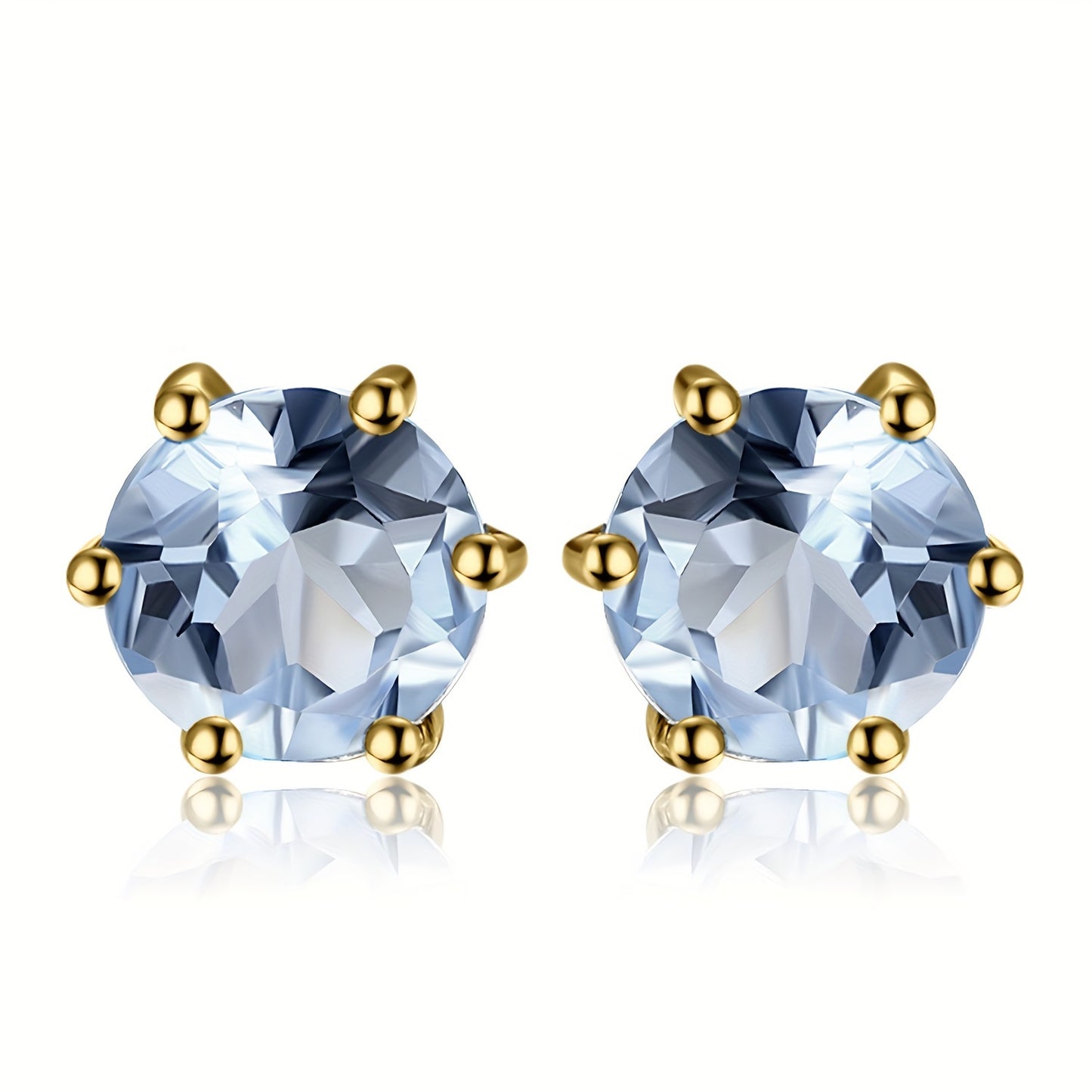 1pair 925 Sterling Silver Simple And Elegant Classic Design Exquisite Multi-faceted Round Cut Natural Gemstone Birthstone Stud Earrings Yellow&Rose for Women for Girl for Daily Decoration for Prom Party Banquet Fine Jewelry