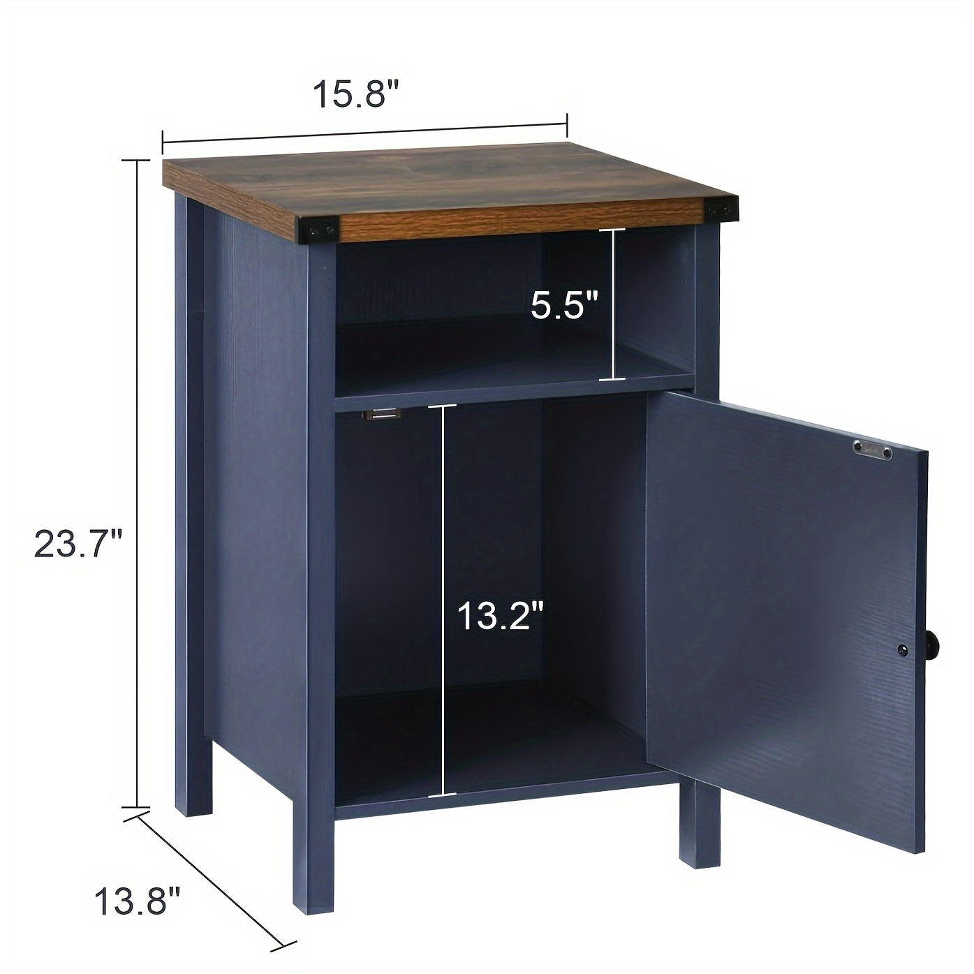 Halloween Farmhouse Nightstand, Rustic End Table With Barn Door And Storage Shelf, Bedside Tables Night Stand For Living Room Bedroom, Living Room, White Gray Oak Navy Blue Light Oak Dark Rustic Grey