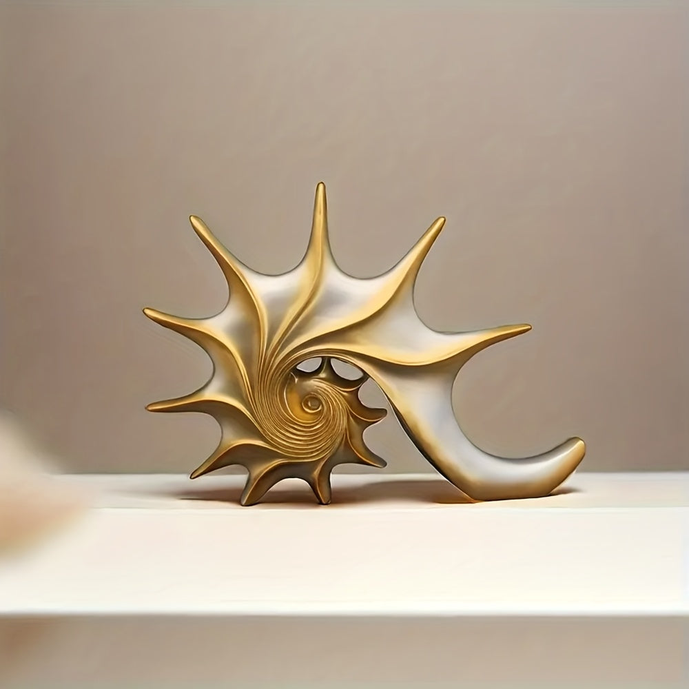 Luxurious Blue and Golden Resin Conch Sculpture - Fantasy-Inspired Home Decor for Living Room, Bookshelf, or TV Cabinet - Perfect Housewarming Gift for Holidays like Christmas, Halloween, Easter, Thanksgiving, and Hanukkah, T