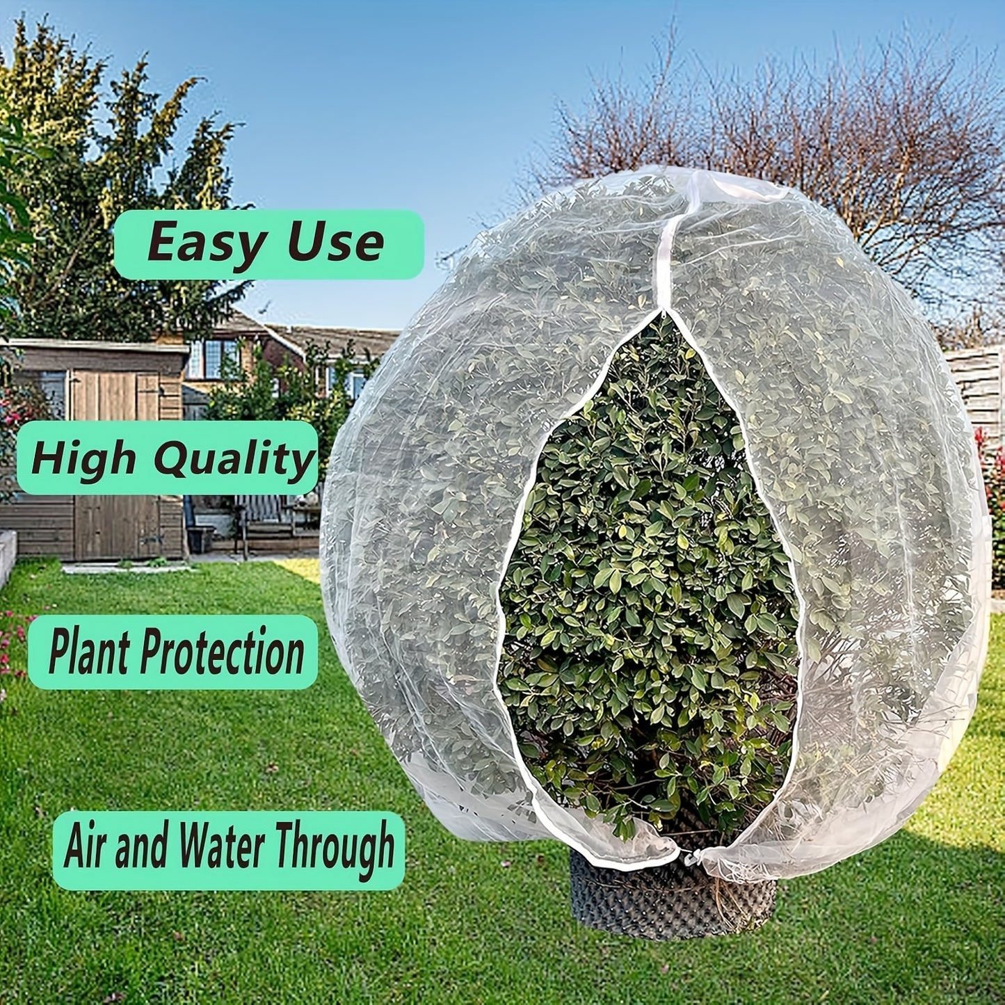 2 count 6. 6x8ft Fruit Tree Netting Bags, Large Garden Netting Covers with Zipper and Drawstring, Plant Row Covers Barrier Garden Mesh Protection for Birds Animals, Vegetables, Flowers, Flower Protection, Vegetable Cover, Zip