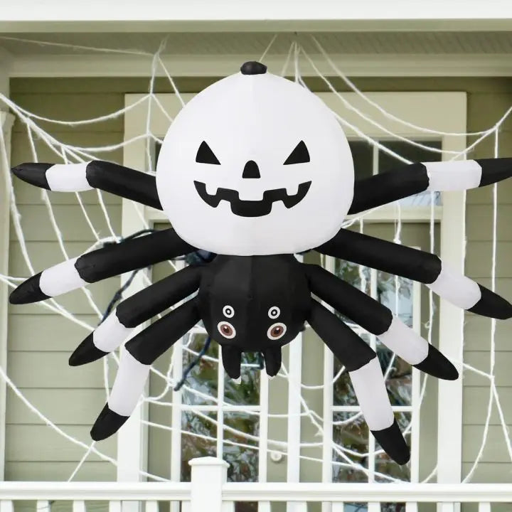 Goosh Inflatables 5FT Light-Up Spider Halloween Inflatable with Pumpkin Head
