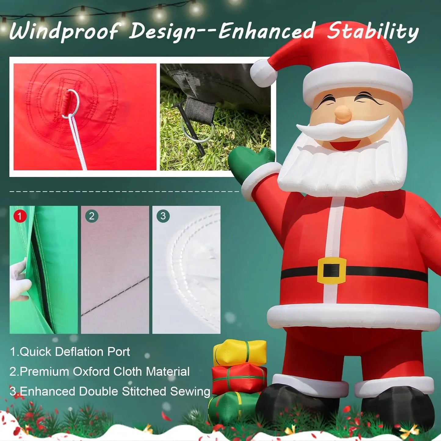Giant Inflatable Santa Claus, Blow Up, Christmas Party, Xmas, Outdoor Decoration with Cindy Cane, Gift Boxes, 26ft