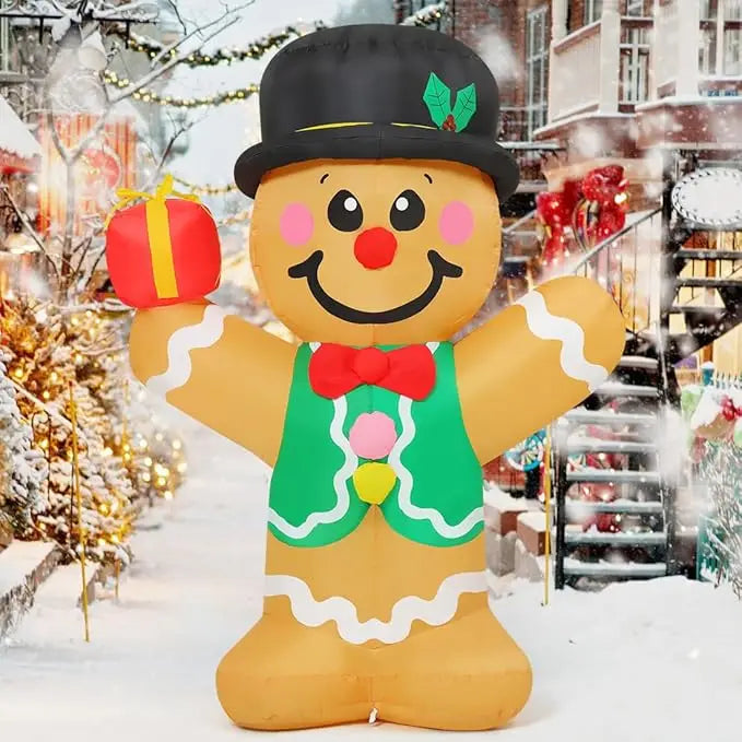 GOOSH 5 FT Christmas Inflatables Gingerbread Man Outdoor Christmas Decorations Blow Up Yard Decor with LED Lights