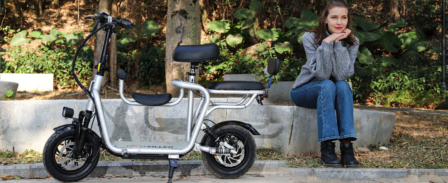 36V E Scooter with Seat,Adults Electric Scooter with 500W Power Motor 17.4mph 20 Mile,with Height Adjustable Seat & Dual Brakes