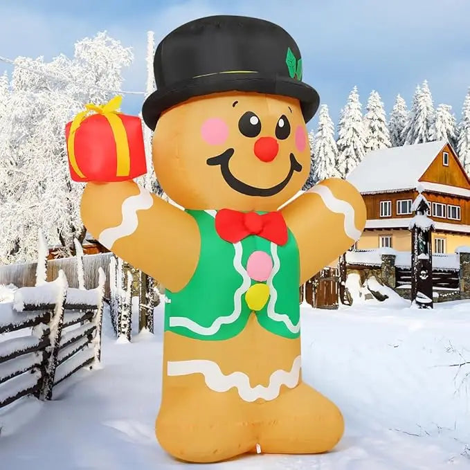 GOOSH 5 FT Christmas Inflatables Gingerbread Man Outdoor Christmas Decorations Blow Up Yard Decor with LED Lights