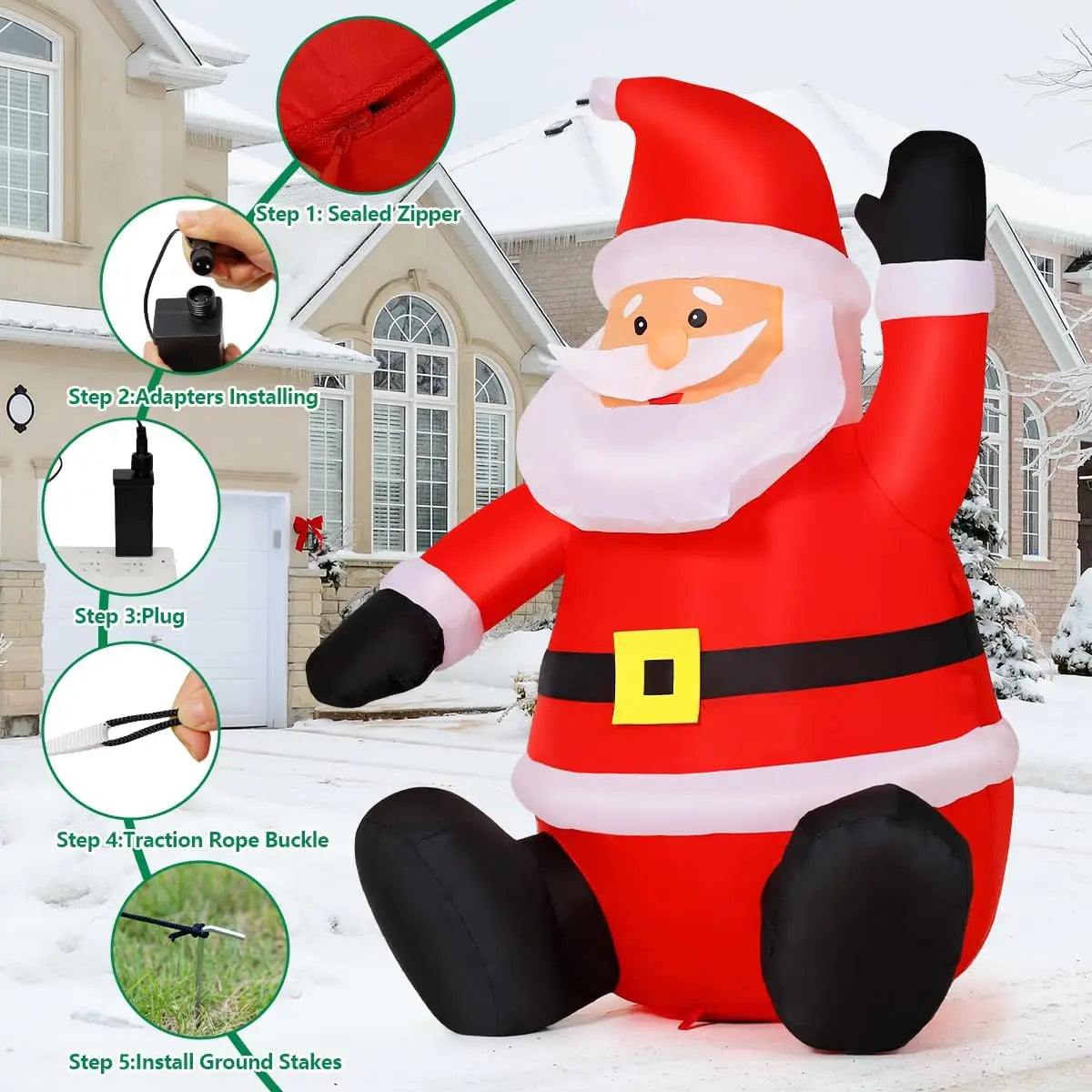 Goosh Inflatables 4FT Waving Santa Claus Christmas Inflatable