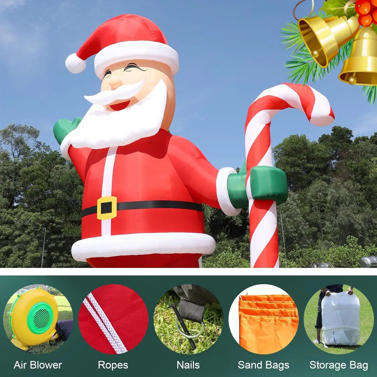 Giant Inflatable Santa Claus, Blow Up, Christmas Party, Xmas, Outdoor Decoration with Cindy Cane, Gift Boxes, 26ft