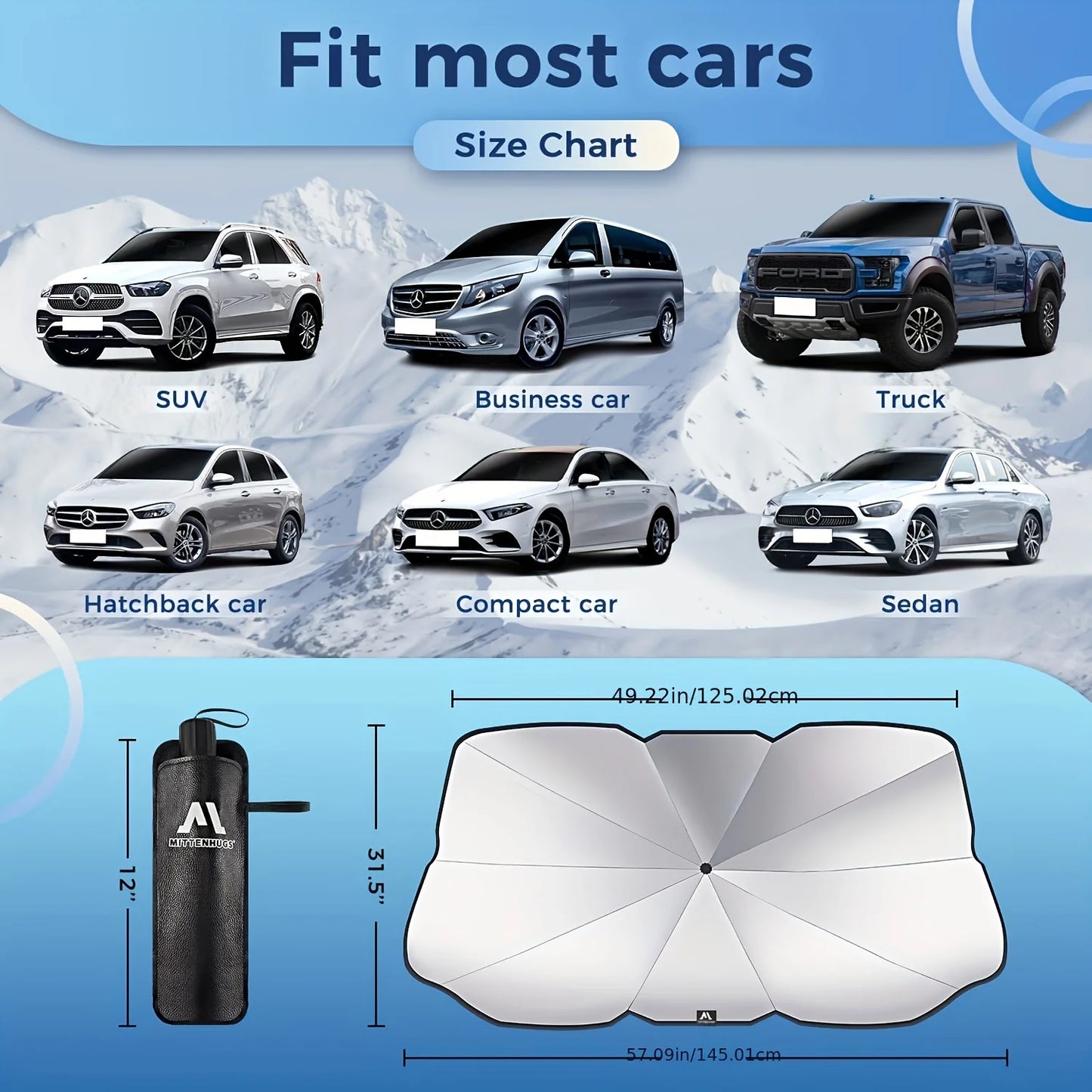 Car Windshield Sun Shade Umbrella, Car Window Shades, Foldable Car Windshield Sun Shade Cover, Block Heat and UV Rays Sun Visor