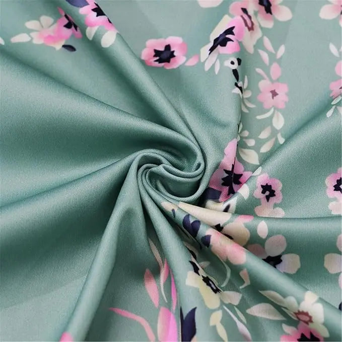 Women's Boho Floral Print V-Neck Dress - Lantern Long Sleeves, A-Line with Belt - Lightweight Polyester Spring/Summer Casual Max