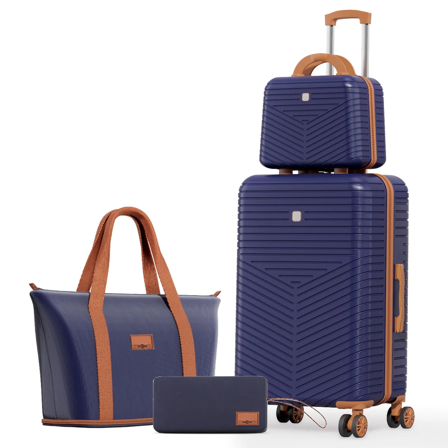 4 Piece Luggage Set Carry On ABS+PC Hard Shell Suitcase Travel Packing Box With Spinner Wheels & TSA Lock For Business Trip
