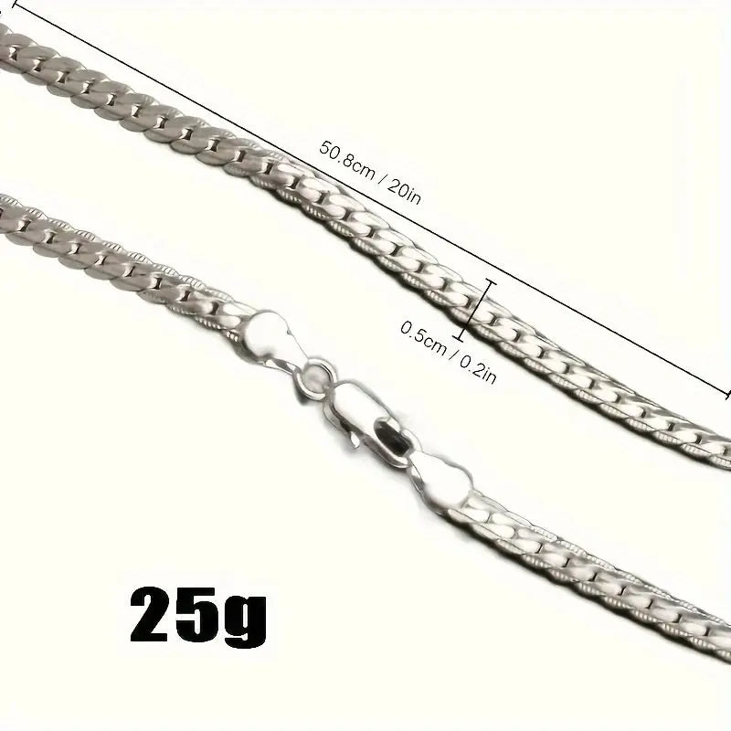 Minimalist Flat Cable Chain Necklace - 50cm Unisex Hypoallergenic Jewelry for Men & Women, Everyday Fade-Proof Design