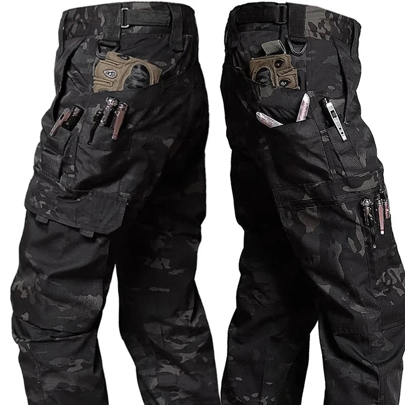 2PCS Tactical Work Pants Men Outdoor Cargo Trousers Multi-pocket Waterproof Pant Autumn Spring Outdoor Workwear Hiking Trousers