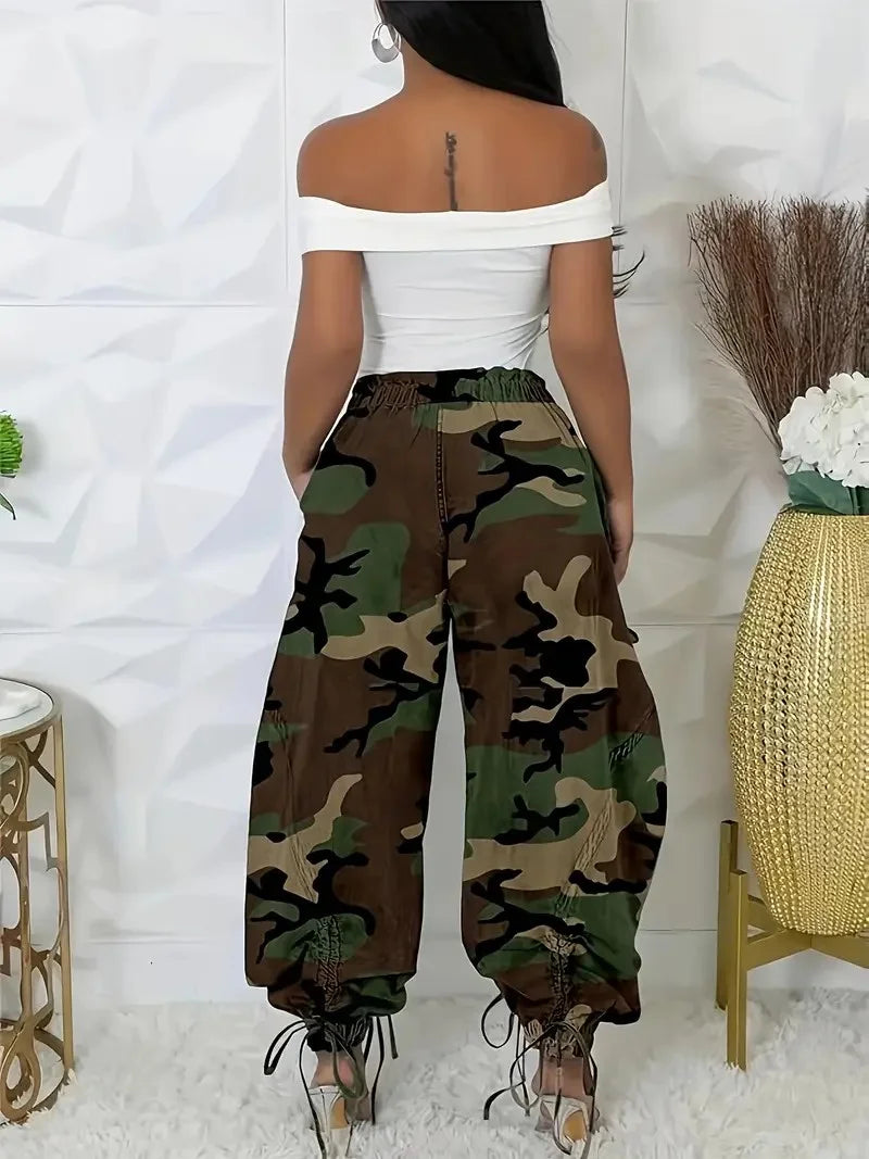 Women's Loose Fit Lace-Up Drawstring Jeans | High Waist Stretchy Legging-Style Casual Pants for Streetwear/Daily Wear S/S Fashio