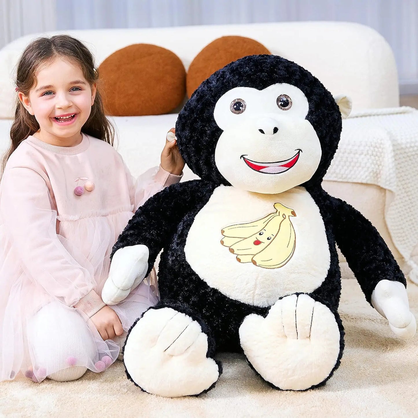 IKASA Large Monkey Plush Toy Stuffed Animal,Giant Jumbo Soft Toys,Cute Huge Big Size Fat Oversized Fluffy Plushy Plushie,Gifts