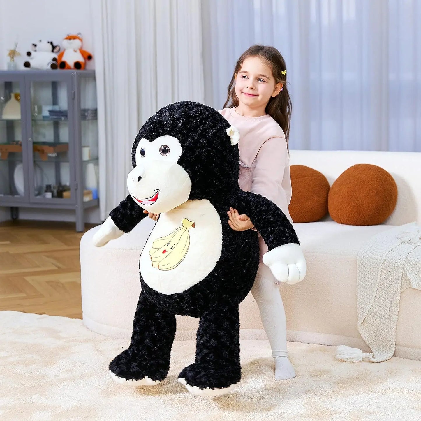 IKASA Large Monkey Plush Toy Stuffed Animal,Giant Jumbo Soft Toys,Cute Huge Big Size Fat Oversized Fluffy Plushy Plushie,Gifts