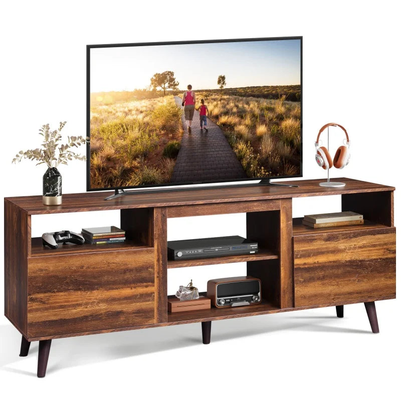 GALAXHERO TV Stand for 65 Inch TV 58 Inch Entertainment Center 2 Storage Cabinets Media Console for Living Room Bedroom Office