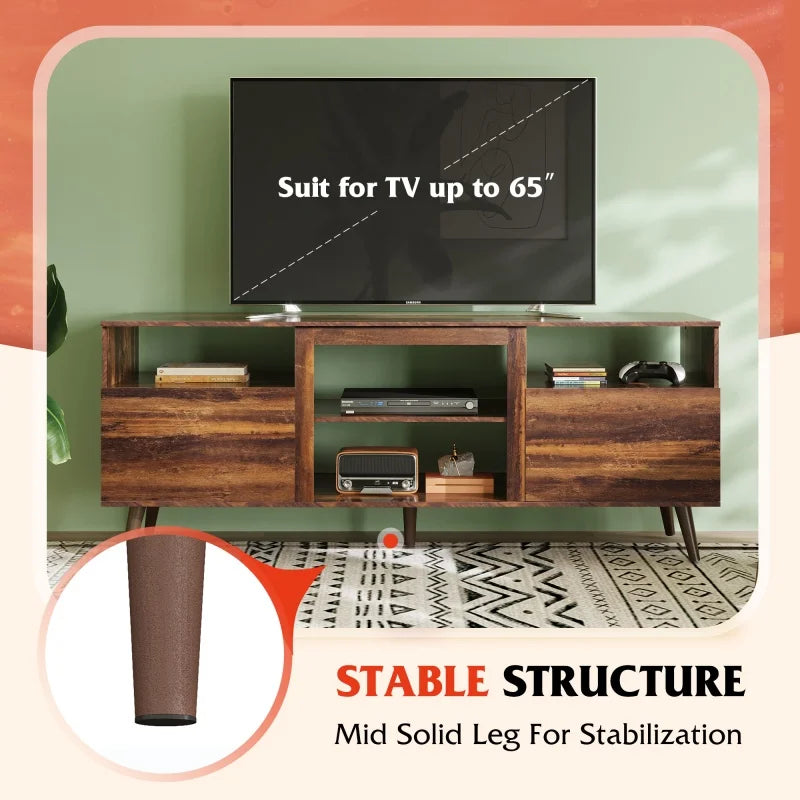 GALAXHERO TV Stand for 65 Inch TV 58 Inch Entertainment Center 2 Storage Cabinets Media Console for Living Room Bedroom Office