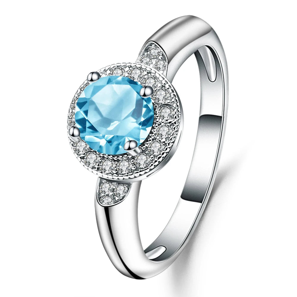 GEM'S BALLET 1.05Ct Round Natural Red Garnet Gemstone Ring 925 Sterling Silver Classic Wedding Rings for Women Fine Jewelry