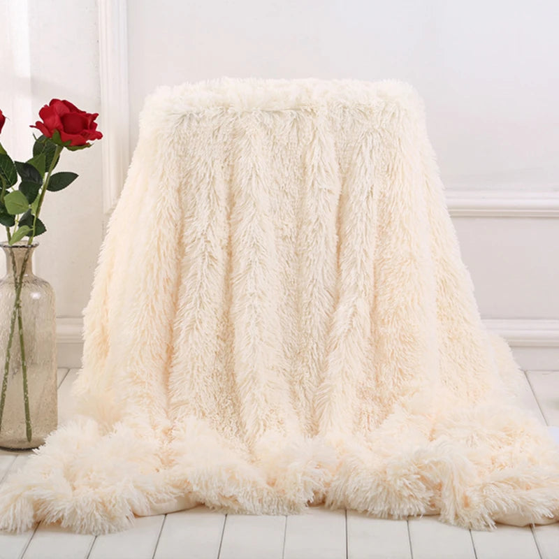 BeddingOutlet Shaggy Throw Blanket Super Soft Plush Bed Cover Fluffy Faux Fur Blanket Fleece Blankets for Beds Couch Sofa manta