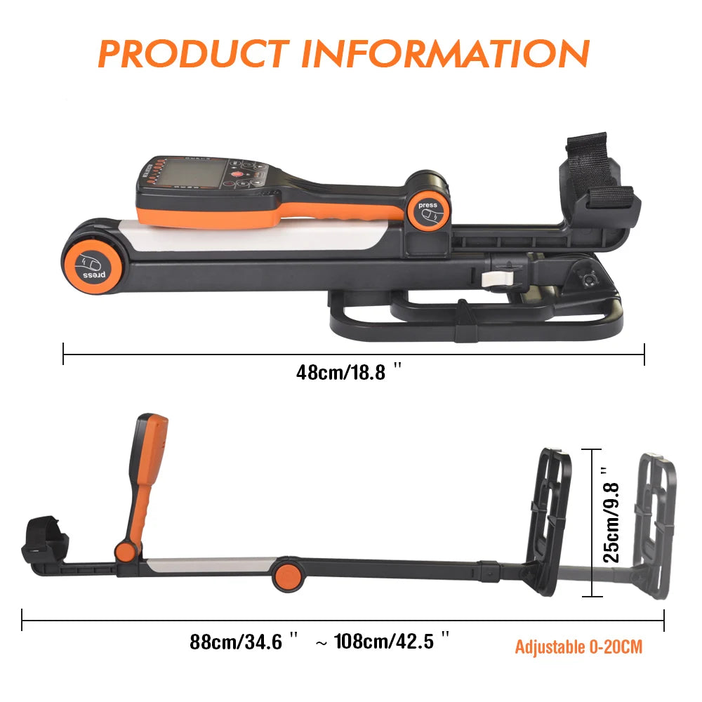 TX-630 Foldable Metal Detector Professional Waterproof Adjustable Folding Metal Detectors High Accuracy Lightweight Collapsible