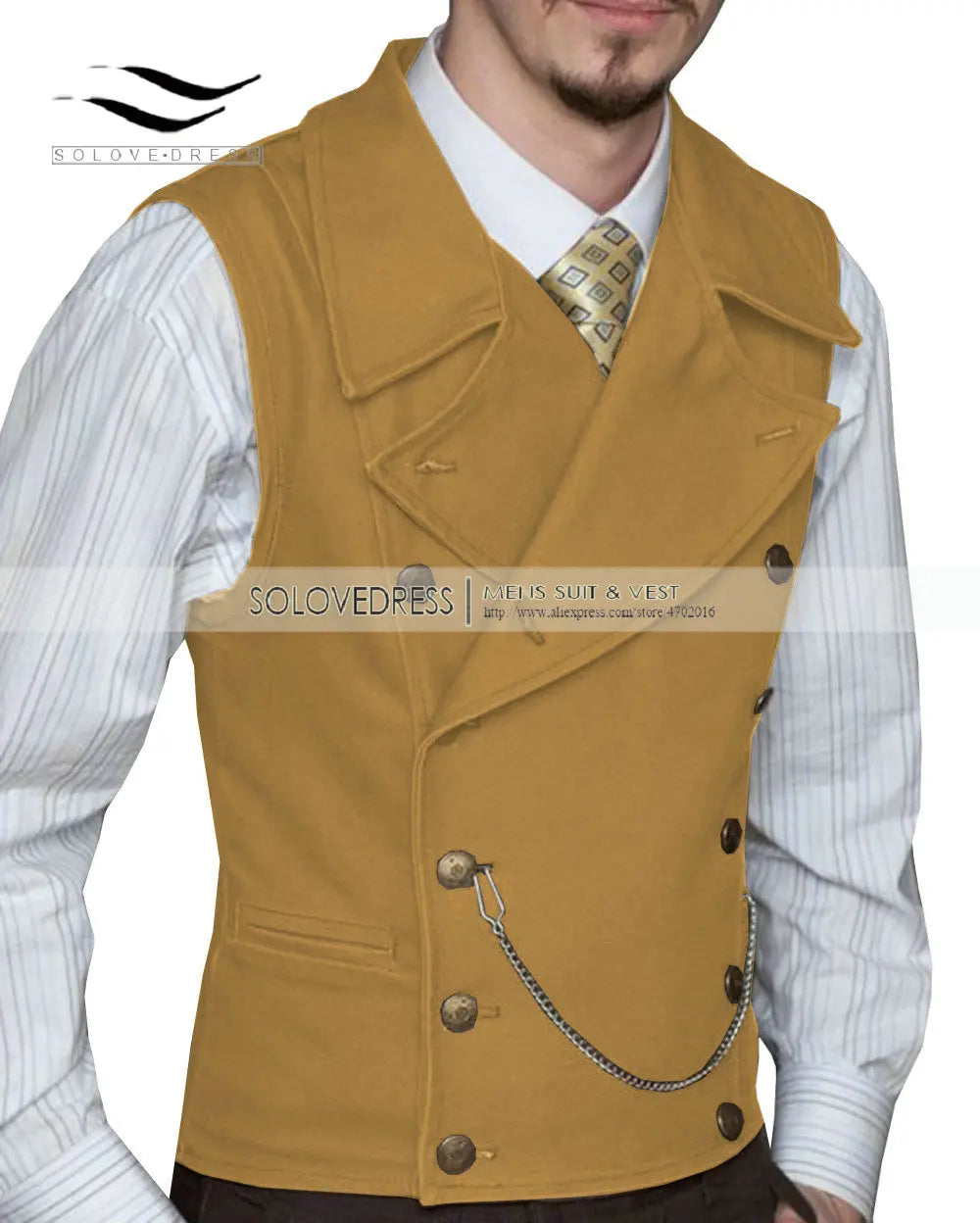 Mens Suit Vest Lapel Neck Wool Brown Waistcoat Casual Formal Double-breasted Business Slim Fit Vest Groomman For Wedding